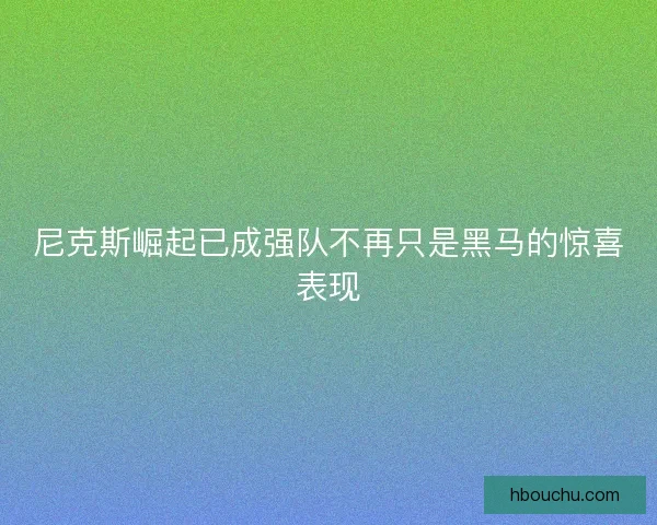 尼克斯崛起已成强队不再只是黑马的惊喜表现 尼克斯崛起已成强队不再只是黑马的惊喜表现